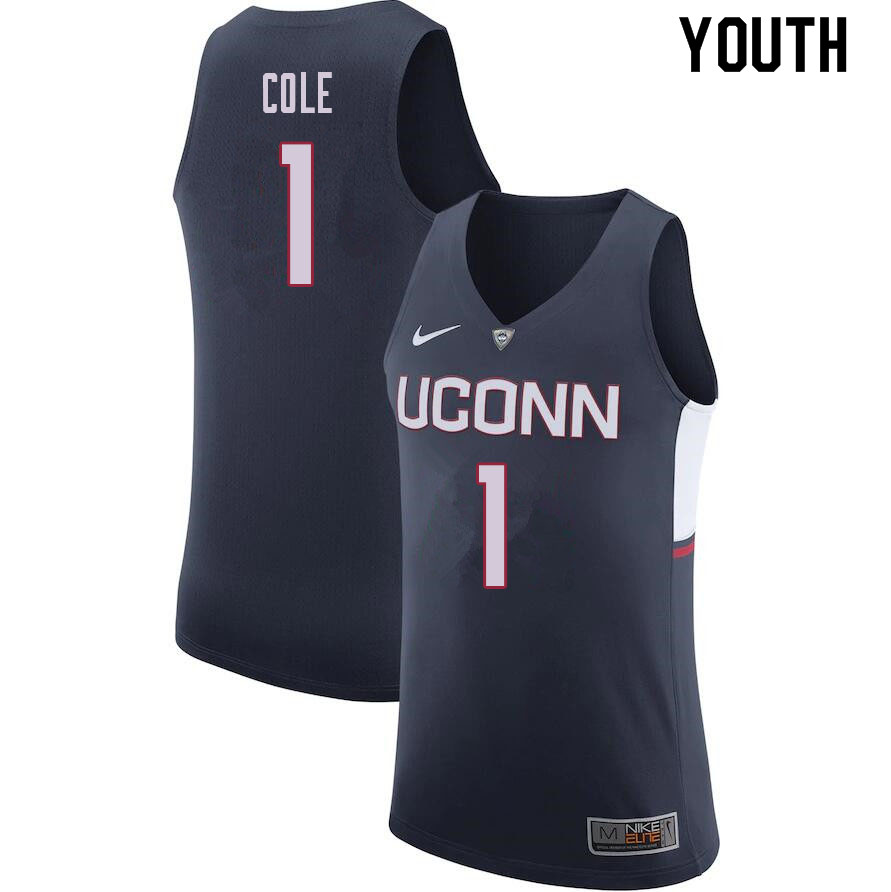 Youth #1 R.J. Cole Uconn Huskies College Basketball Jerseys Sale-Navy